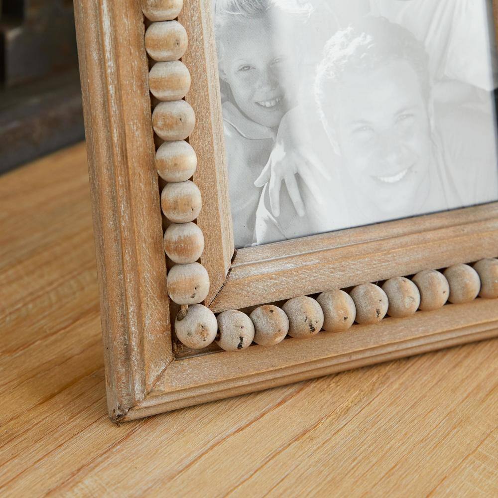 Light Brown Beaded Wood 5x7 Photo Frame