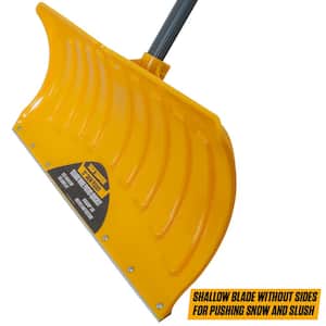 38 in. Steel Handle Plastic Blade Snow Shovel Pusher with Versa Grip