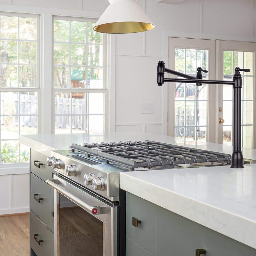 Matte Black Dual Handle High Arc Kitchen Faucet