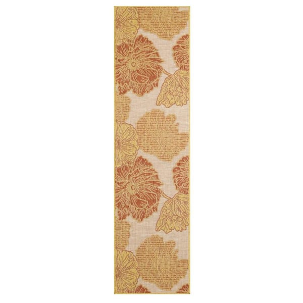 Nourison Garden Oasis Coral 2 ft. x 6 ft. Nature-inspired Contemporary Runner Area Rug