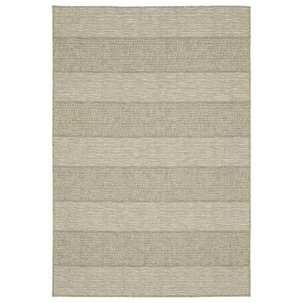 Thrasher Beige 3 ft. x 5 ft. Geometric Banded Polypropylene Indoor/Outdoor Area Rug