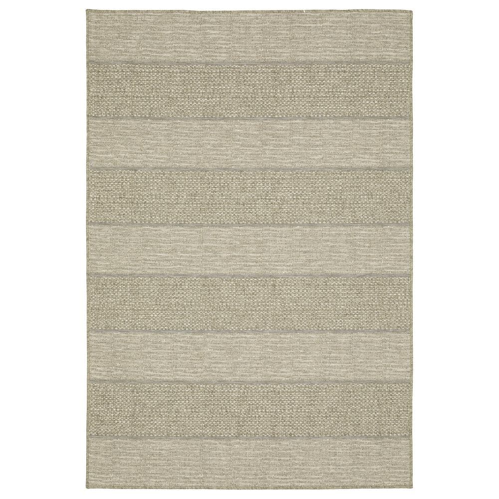 Thrasher Beige 5 ft. x 8 ft. Geometric Banded Polypropylene Indoor/Outdoor 
