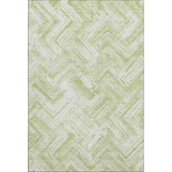 Addison Rugs Mayfield Premium Machine Washable Indoor/Outdoor Geometric AMF630 Green 9 ft. x 12 ft. Area Rug