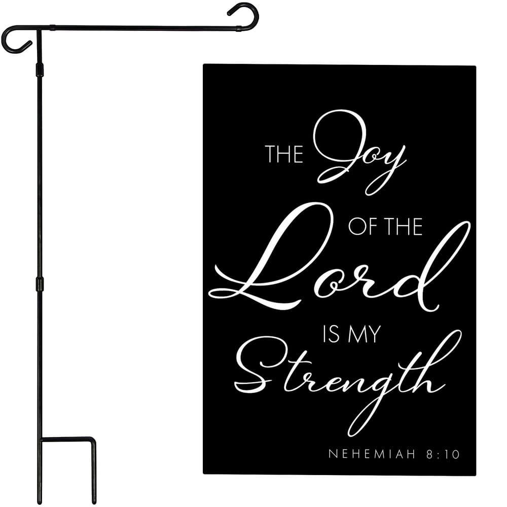 1 ft. x 1.5 ft. Polyester Joy of the Lord Scripture 2-Sided Garden Flag with 3 ft. Black iron Flagpole price history on PriceWatchPro