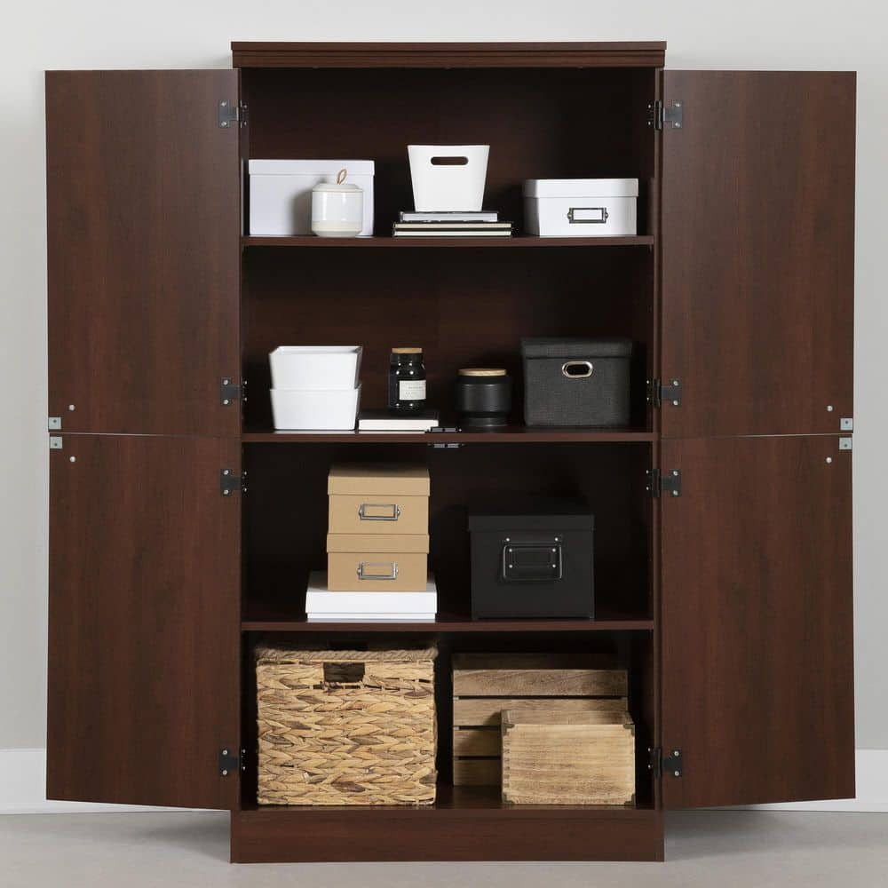 Royal Cherry 4-Door Adjustable Storage Cabinet with Black Metal Handles