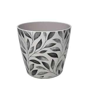 7 in. Gray Leaves Round Self-Watering Bamboo Pot
