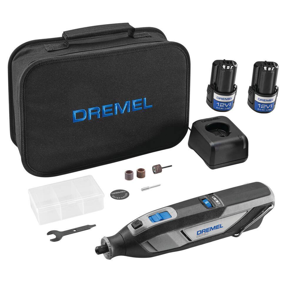 Dremel 12-Volt Li-Ion 2-Amp Variable Speed Cordless Rotary Tool Kit with 2Ah Battery, 1 Charger, 5 Accessories and Storage Bag -  8240 + B815-01