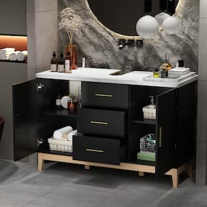 47.2 in. W. x 18.9 in. D x 31.3 in. H Bath Vanity Cabinet without Top in Black with 3-Drawer and 2-Door Cabinets