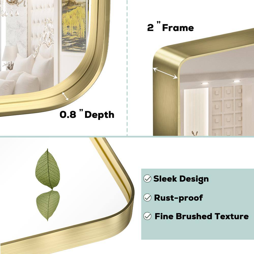 55" x 36" Gold Metal Framed Rectangular Bathroom Vanity Mirror