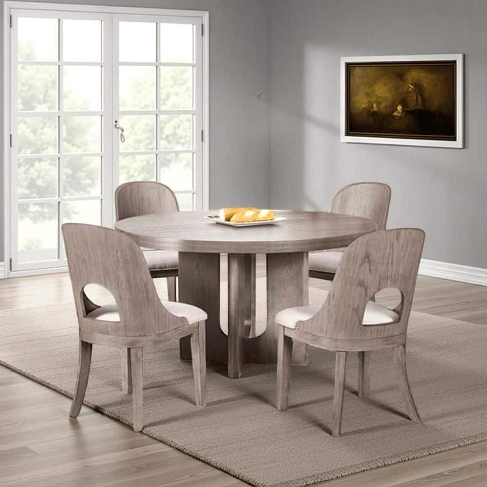 Zoko White Wash Solid Wood 54 in. Pedestal Dining Table Seats 6 price history on PriceWatchPro