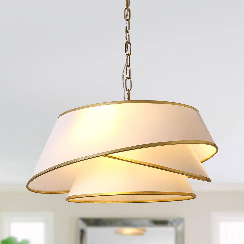 Bohemian 4-Light Gold Chandelier with Fabric Shade Farmhouse Light Fixture for Dining Room price history on PriceWatchPro