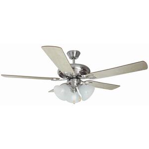 Bristol 52 in. 3-Light Satin Nickel Ceiling Fan and Light Kit Included