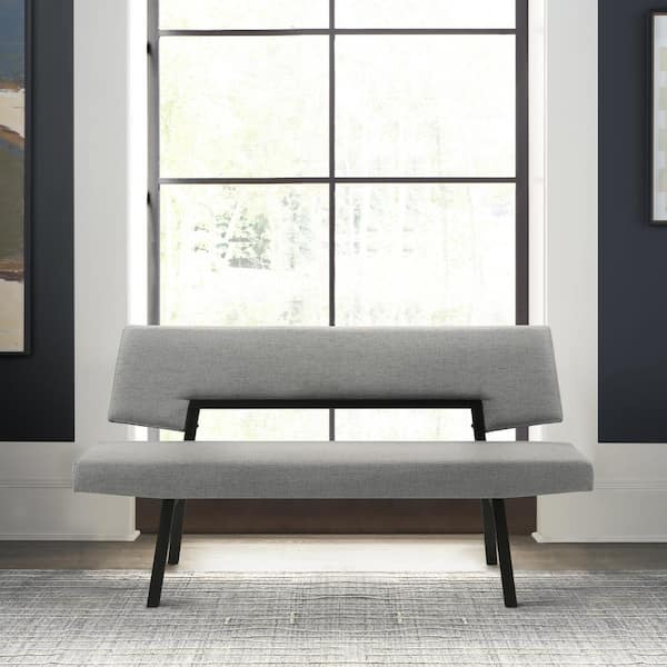 Armen Living Channell Charcoal/Black Dining Bench with Back 63 in ...