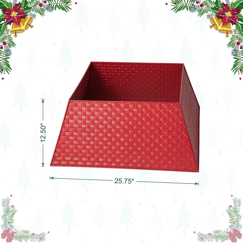 Red Metal Weave Trapezoid Christmas Tree Collar Set