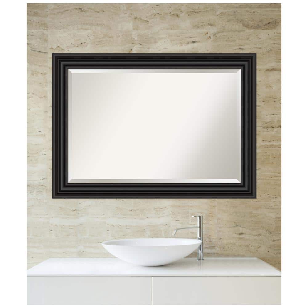 Large Rectangular Black Beveled Bathroom Vanity Mirror