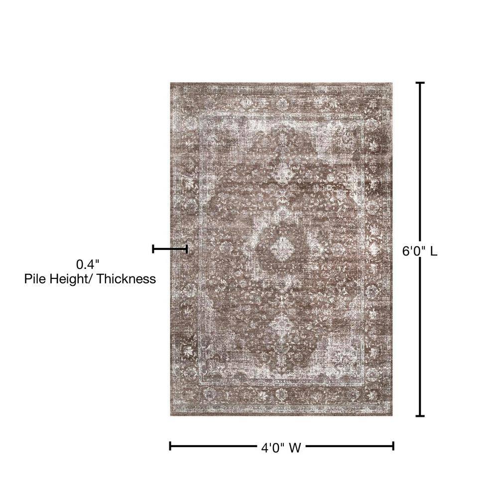 Brown 4' x 6' Rectangular Vintage Persian Area Rug
