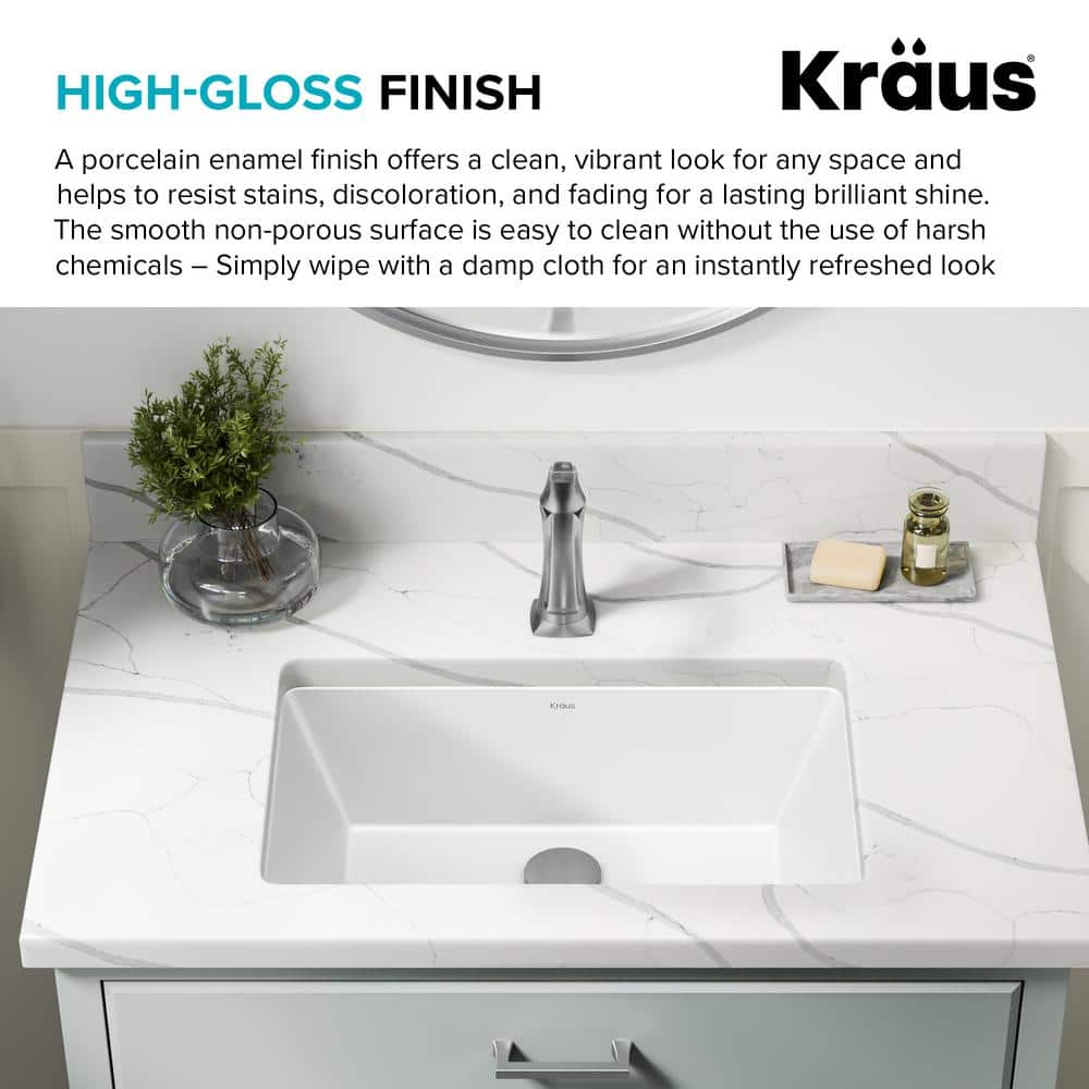 Elavo 21-Inch White Rectangular Ceramic Undermount Bathroom Sink