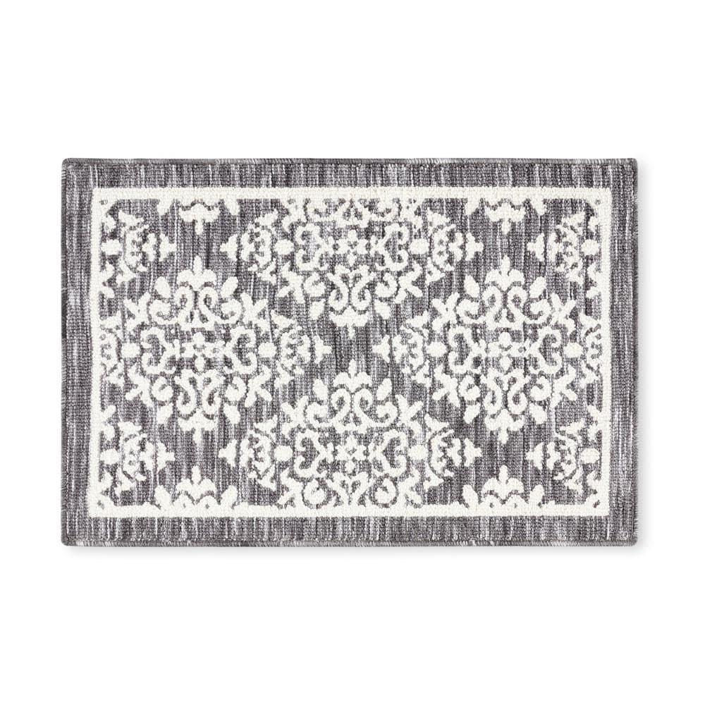 Walker Gray Tufted Medallion Washable Rectangular Rug