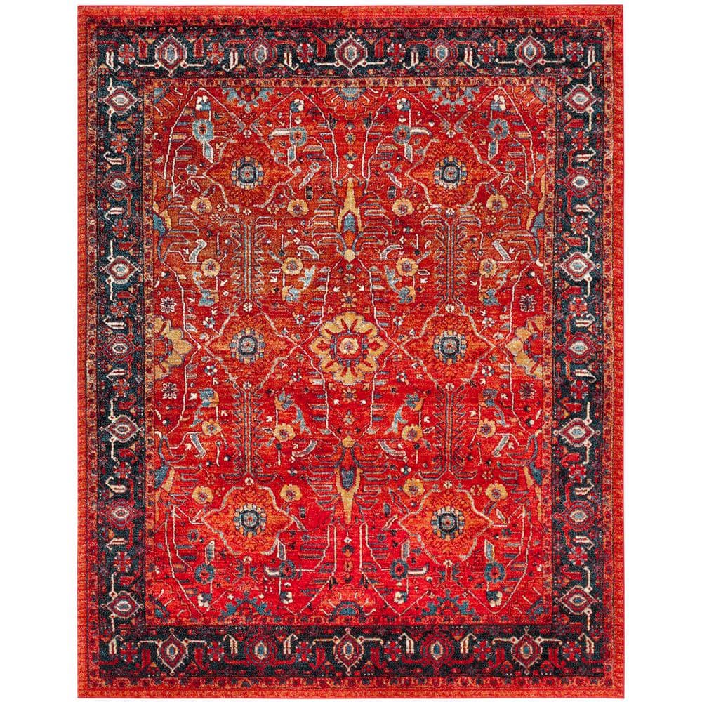 Antique Patina Orange & Navy 8' x 10' Synthetic Area Rug