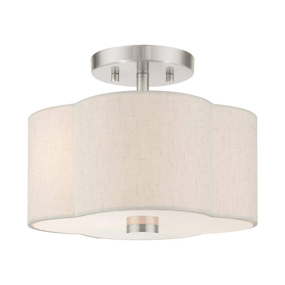 Solstice Brushed Nickel 2-Light LED Semi-Flush Drum Light