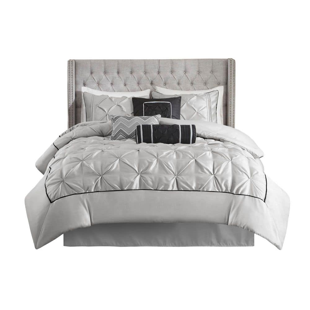 Laurel 7-Piece Grey Tufted Queen Comforter Set