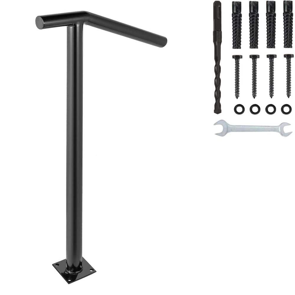 18in Aluminum Handrail for Outdoor Steps Single Post Matte Black Powder Coated Metal Railing price history on PriceWatchPro