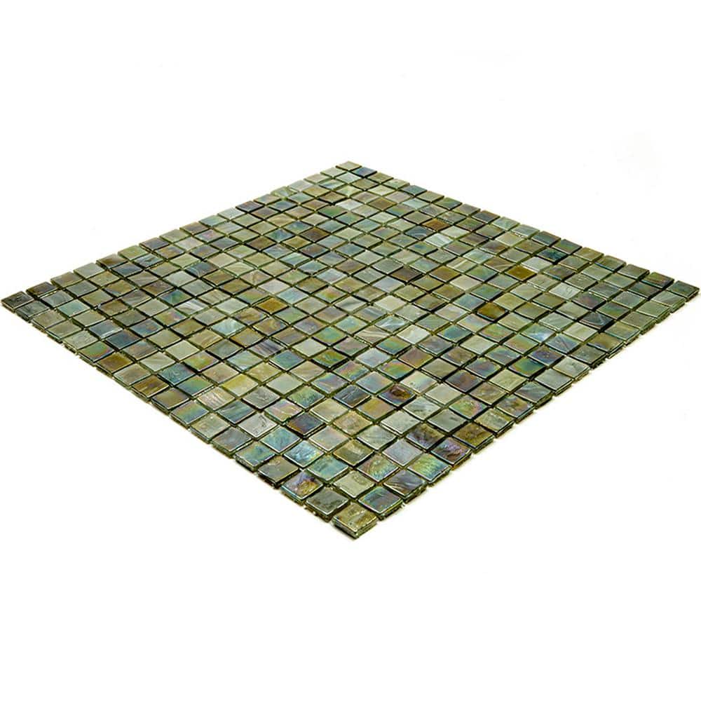 Skosh Glossy Green and Brown Glass Mosaic Tile