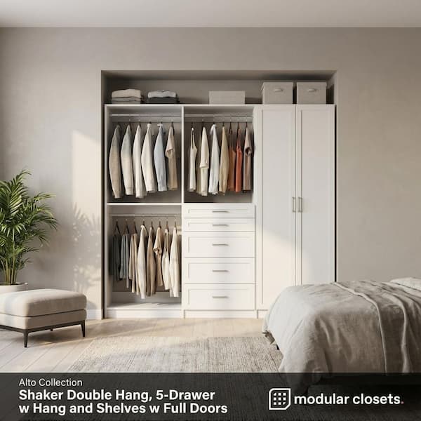 MODULAR CLOSETS Alto Collection 90 in. W White Wall Mounted Shaker
