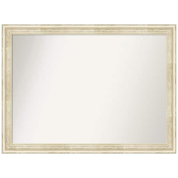 Amanti Art Country White Wash 42.5 in. W x 31.5 in. H Non-Beveled Wood Bathroom Wall Mirror in Cream, White
