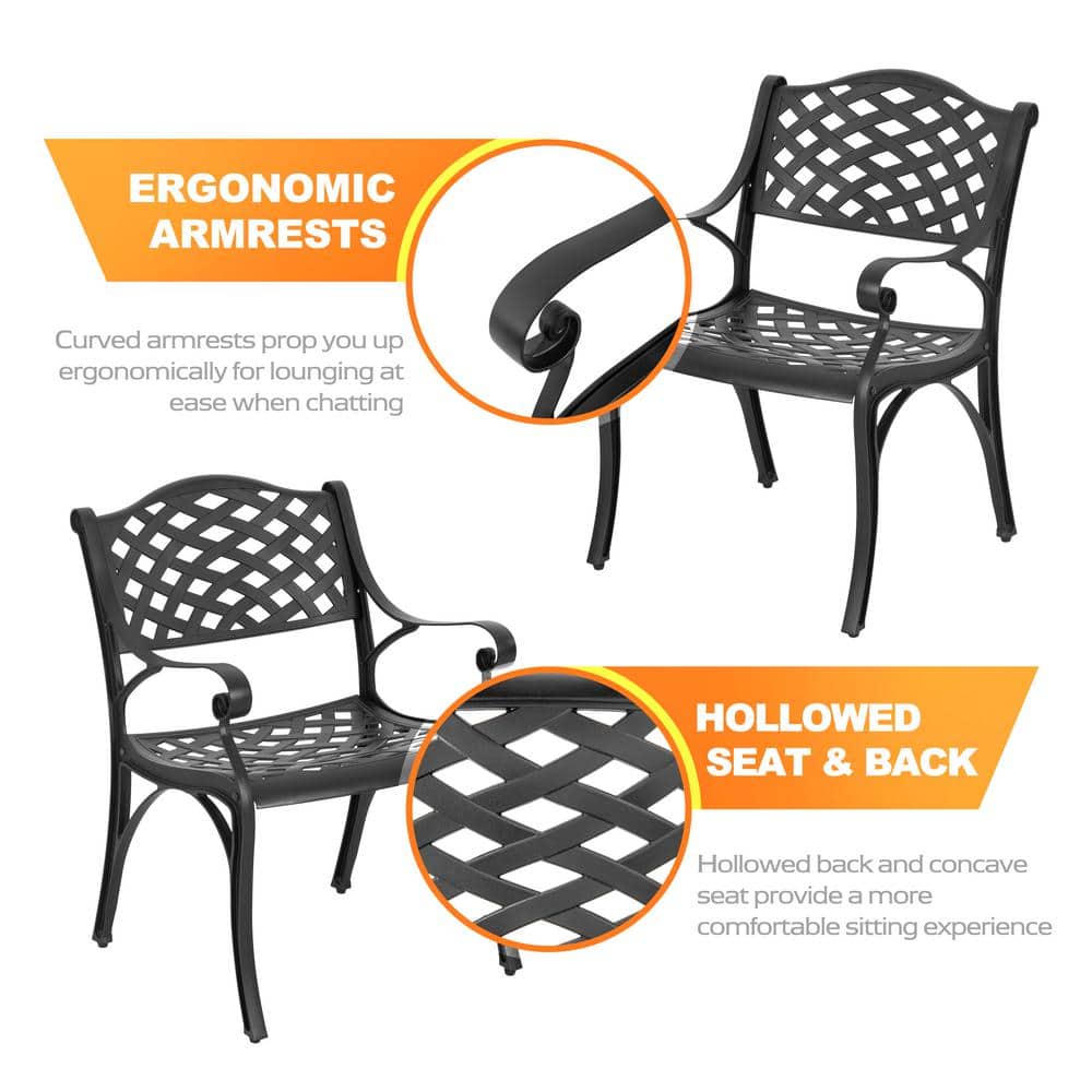 Black and Gold Speckled Cast Aluminum 6-Person Patio Dining Set