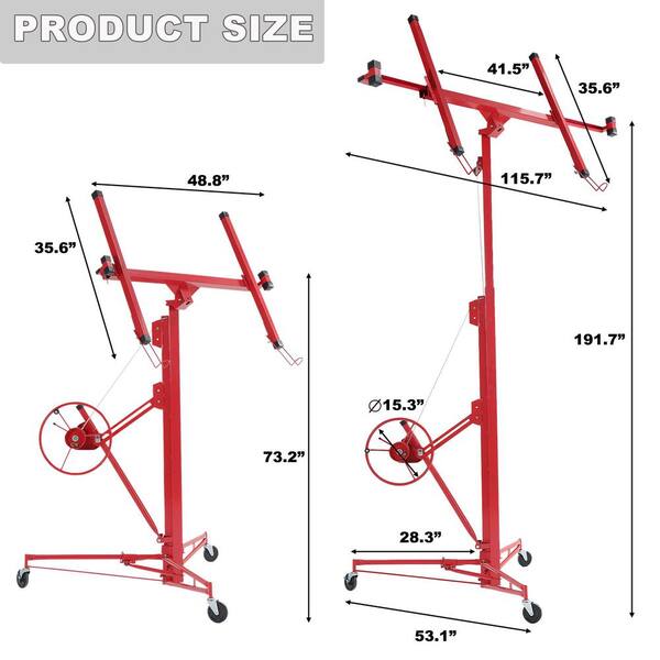 Maocao Hoom 16ft Drywall Lift 16-ft H x 53.1-in L x 53.1-in W Steel Drywall Lift