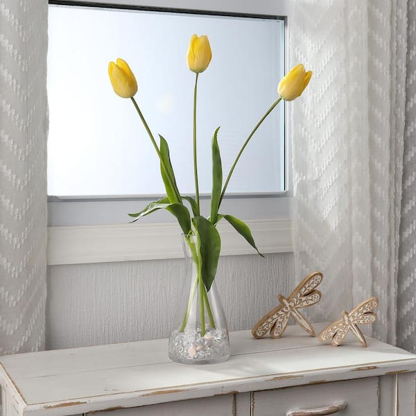 23 in. Yellow Indoor Artificial Tulip Flower