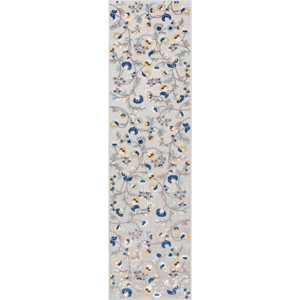 Dorado Neveh Modern Southwestern Grey 2 ft. 7 in. x 9 ft. 10 in. Runner High-Low Indoor/Outdoor Area Rug