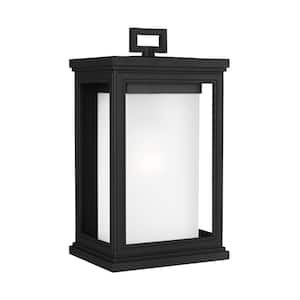 Roscoe 1-Light Textured Black Outdoor 13.5 in. Wall Lantern Sconce