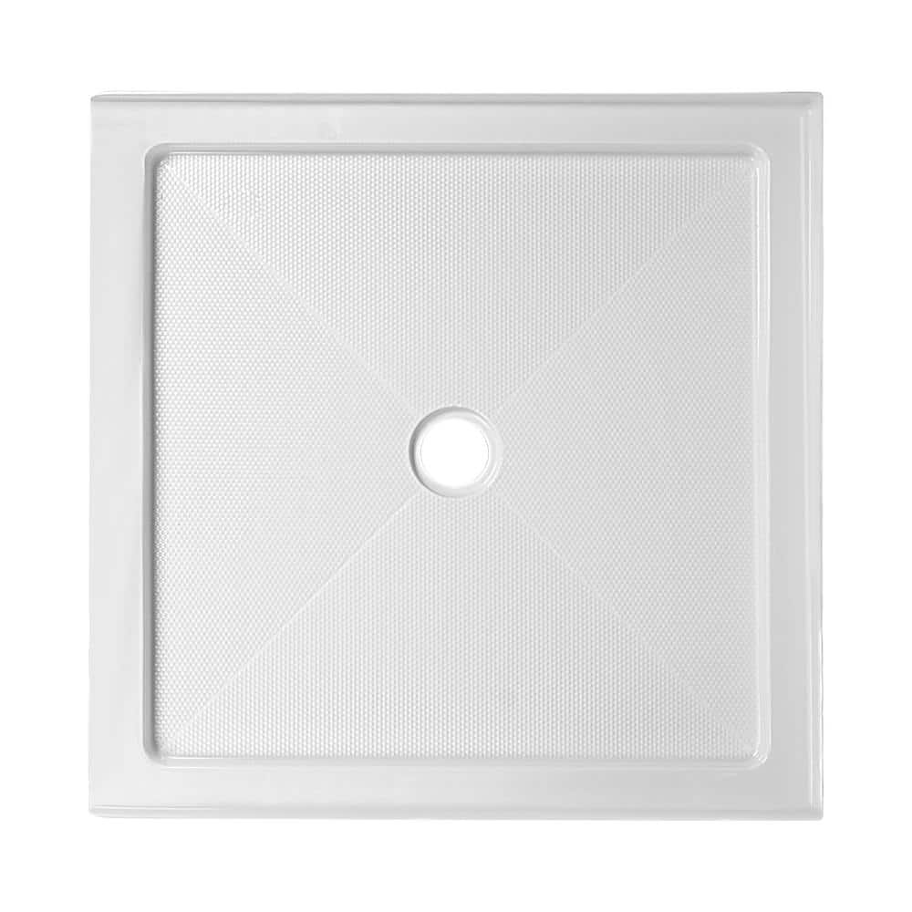DeerValley 35" White Acrylic Square Shower Base with Center Drain