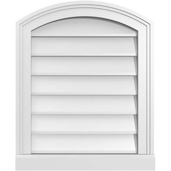 Ekena Millwork 18 in. x 22 in. Arch Top Surface Mount PVC Gable Vent: Functional with Brickmould Sill Frame