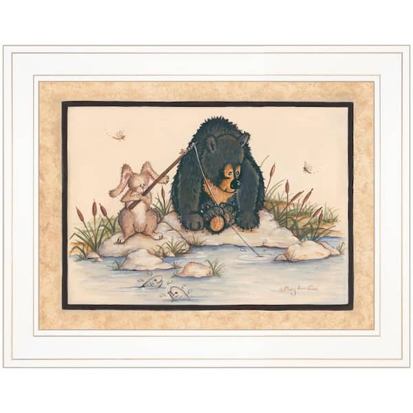 HomeRoots Charlie Gone Fishing 1-Piece Framed Wall Art 15 in. x 19 in.
