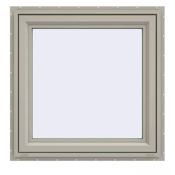 35.5 in. x 35.5 in. V-4500 Series Desert Sand Vinyl Left-Handed Casement Window with Fiberglass Mesh Screen