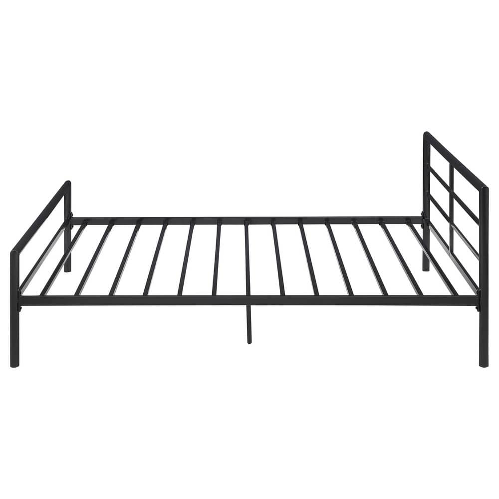 Contemporary Full Metal Bed Frame with Slatted Headboard in Gunmetal