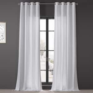 Prime White Dune Textured Solid Cotton Grommet Light Filtering Curtain Pair - 50 in. W x 108 in. L (2 Panels)