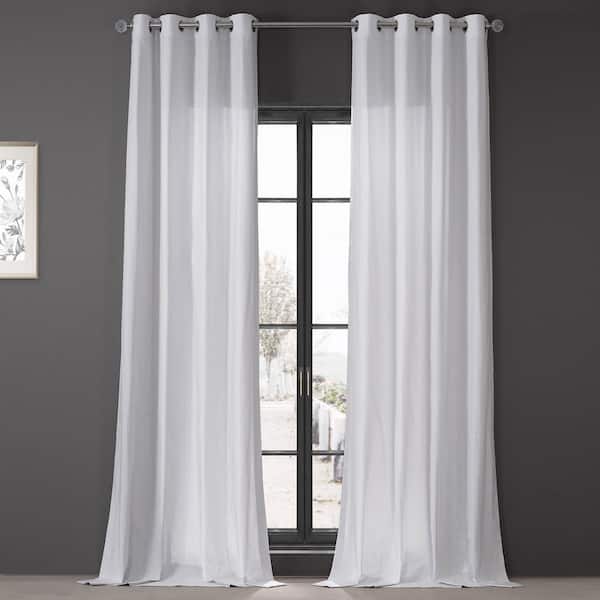 Exclusive Fabrics & Furnishings Prime White Dune Textured Solid Cotton Grommet Light Filtering Curtain Pair - 50 in. W x 84 in. L (2 Panels)