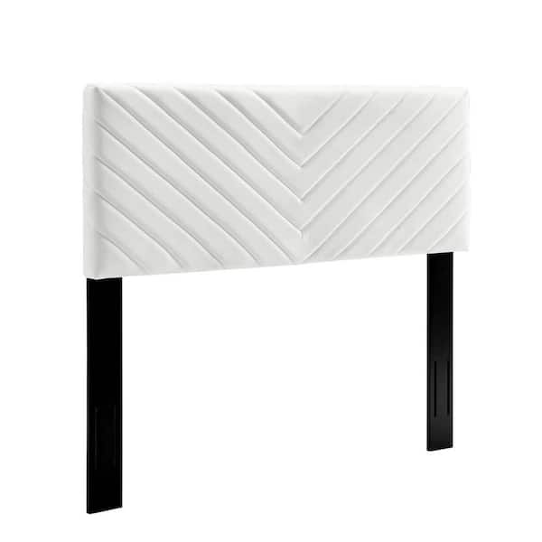 MODWAY Alyson Angular Channel Tufted Performance Velvet King / California King Headboard in White