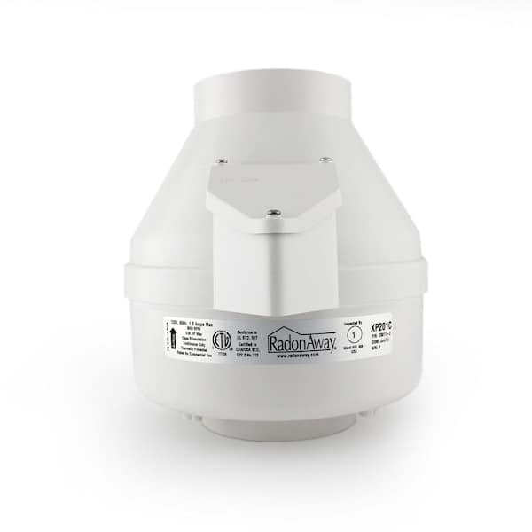 RadonAway XP201C 4 in. Inlet and Outlet Inline Radon Fan in White with 1.6 in. Maximum Operating Pressure