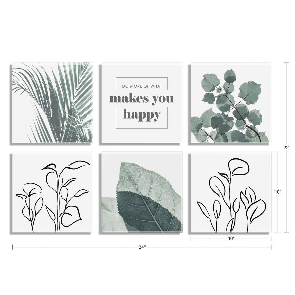 Modern Green and White Botanical Acrylic Wall Art Set