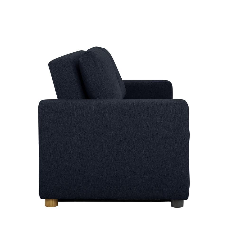 Navy Blue Fabric Full Size Convertible Sleeper Sofa