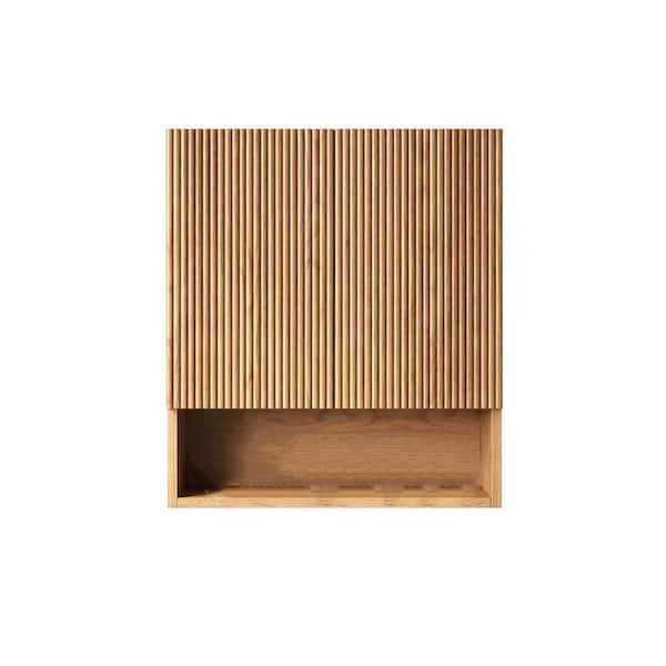 26 in. W x 8 in. D x 30 in. H Natural Wood Plywood Bathroom Storage Wall Cabinet with Shelf and Door in Yellow