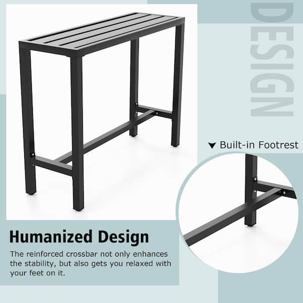 ANGELES HOME 48 in. Rectangular Metal Outdoor Dining Bar ANGELES HOME 48 in. Rectangular Metal Outdoor Dining Bar