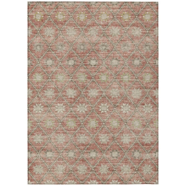 Chantille Machine Washable Indoor/Outdoor Abstract ACN1858 Terracotta 10 ft. x 14 ft. Accent Rug