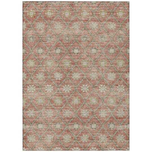 Chantille Machine Washable Indoor/Outdoor Abstract ACN1858 Terracotta 8 ft. x 10 ft. Accent Rug