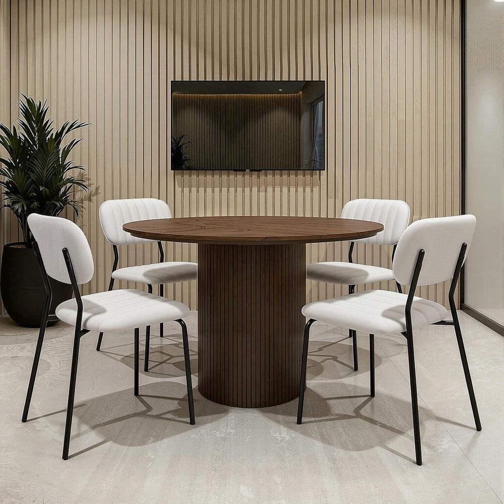 White Comfort Upholstered Stackable Dining Chair Set Fabric Seat (Set of 4) price history on PriceWatchPro